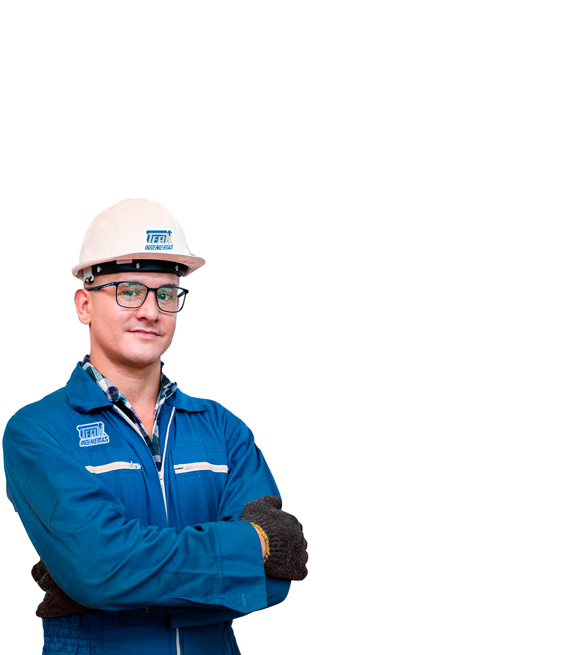 Ingeniero de TEAN Ingeniería trabajando en obra — primer plano.