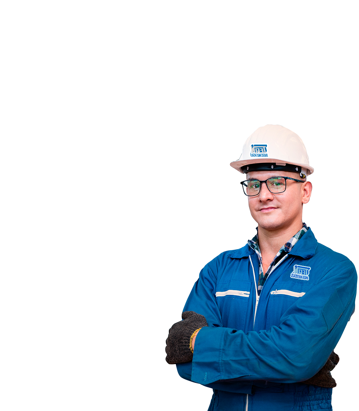 Ingeniero de TEAN Ingeniería trabajando en obra — primer plano.
